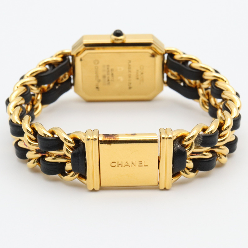 CHANEL Premiere M 手錶,GP(鍍金),皮革,女士,黑色,H0001-3