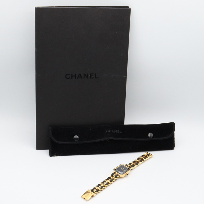CHANEL Premiere M 手錶,GP(鍍金),皮革,女士,黑色,H0001-8