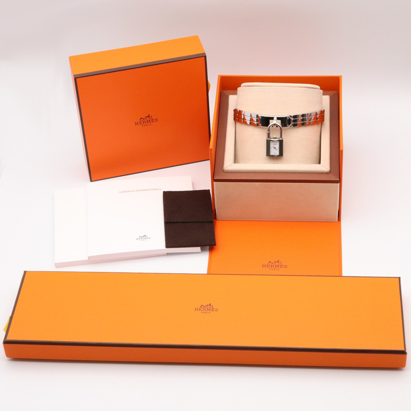 Hermès Kelly Mini 手錶,不鏽鋼,女士,白色,W056304WW00-11