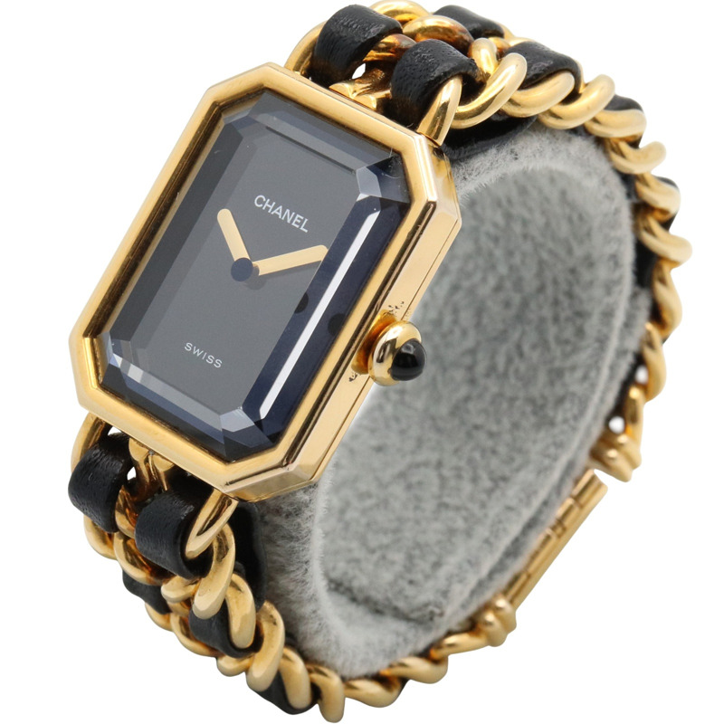 CHANEL Premiere S 手錶,GP(鍍金),皮革,女士,黑色,H0001-1