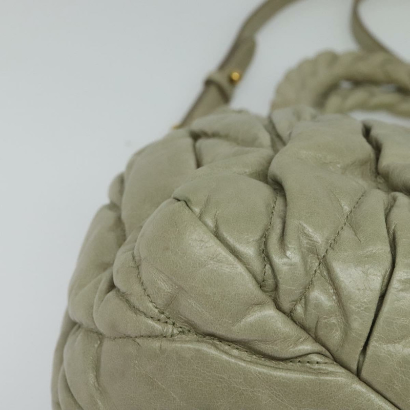 【日本直送】Miu Miu Matelasse 手提包 皮革 2way 米色 金 正品 140255-14