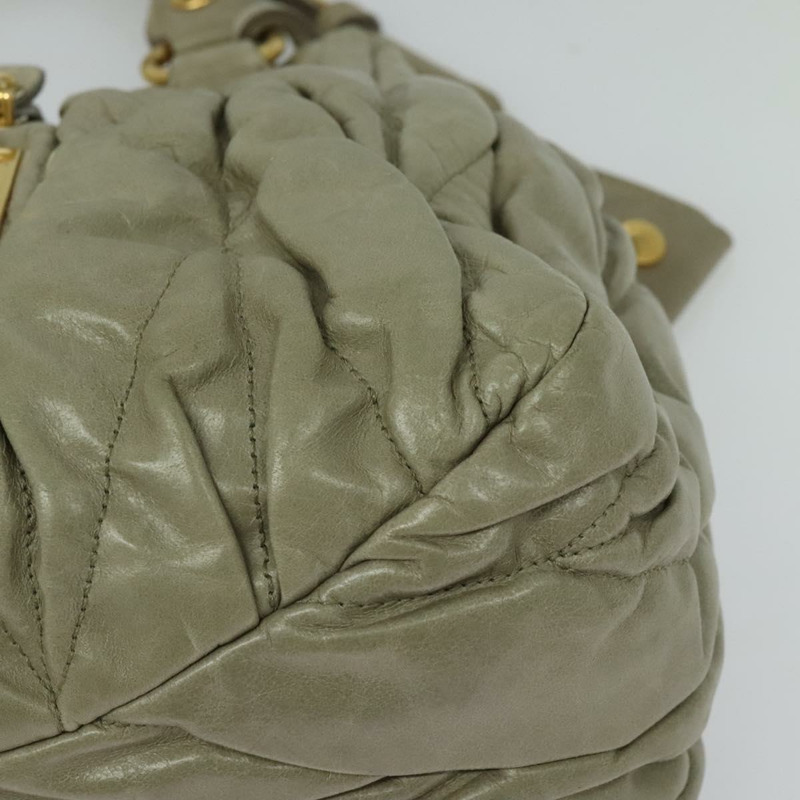 【日本直送】Miu Miu Matelasse 手提包 皮革 2way 米色 金 正品 140255-15