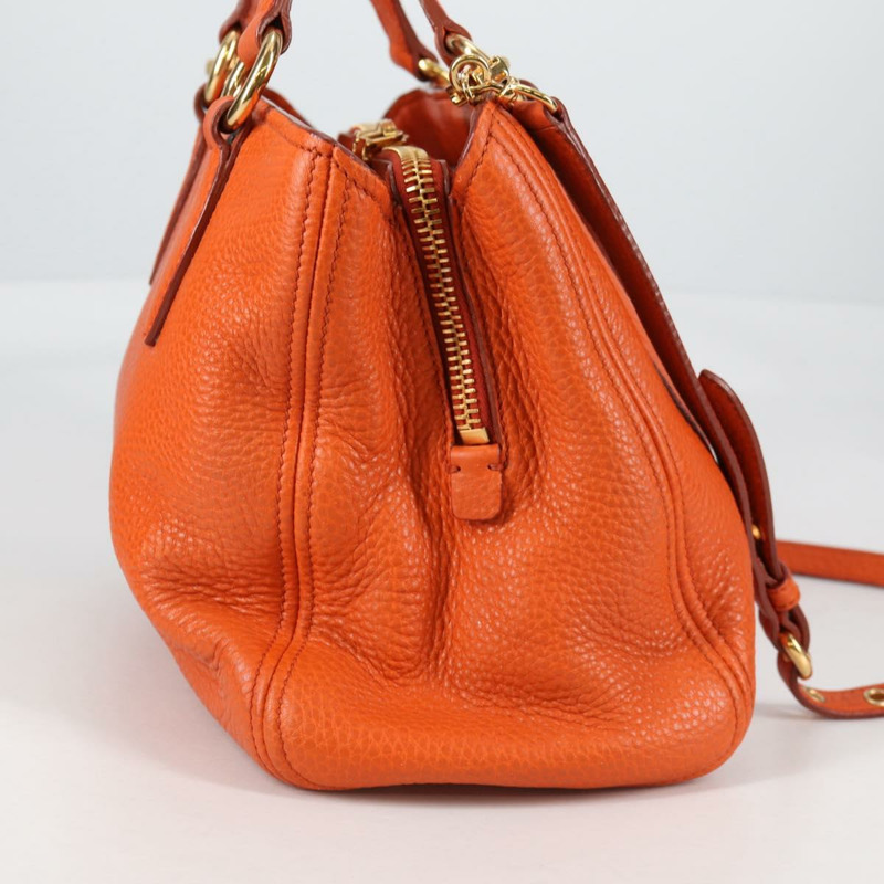 【日本直送】Miu Miu 手提包 皮革 2way 橙色 金色 正品 SW1456V-6