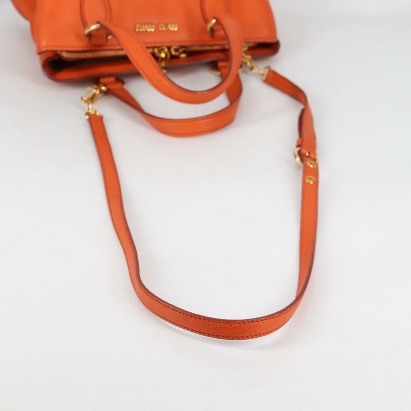 【日本直送】Miu Miu 手提包 皮革 2way 橙色 金色 正品 SW1456V-9