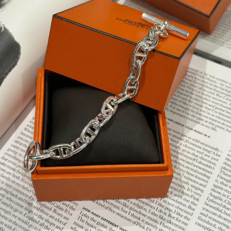 全新💖 Hermès 愛馬仕 純銀豬鼻手鍊 MM-4