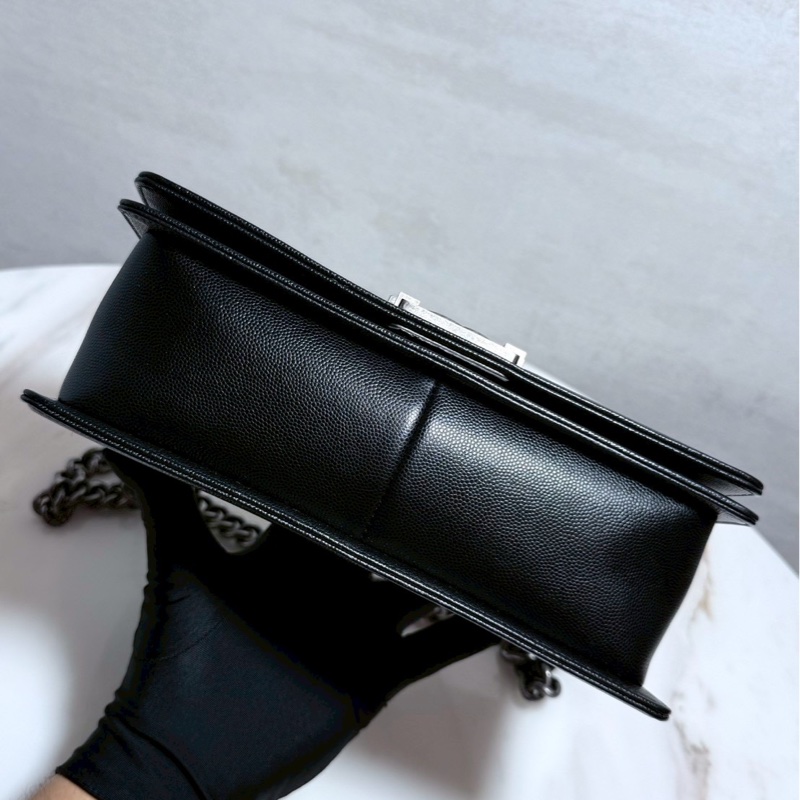 Chanel Boy25 黑銀荔枝牛 99新全配-9