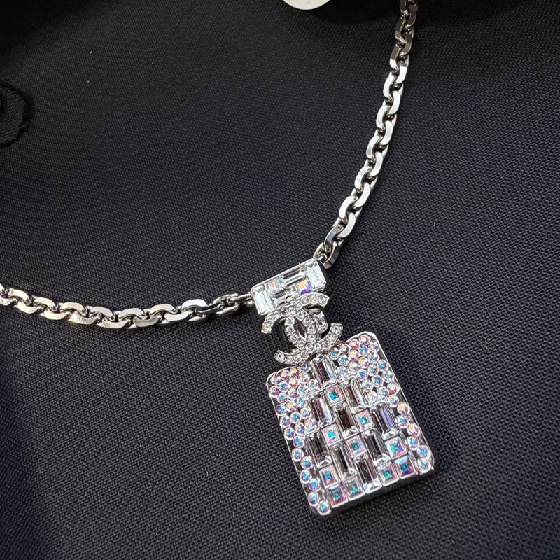 Chanel 水鑽香水瓶項鏈 雙面戴💭稀有銀色金屬🩶-7