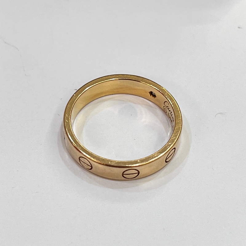 Cartier LOVE 單鑽18k玫瑰金戒指#53-6