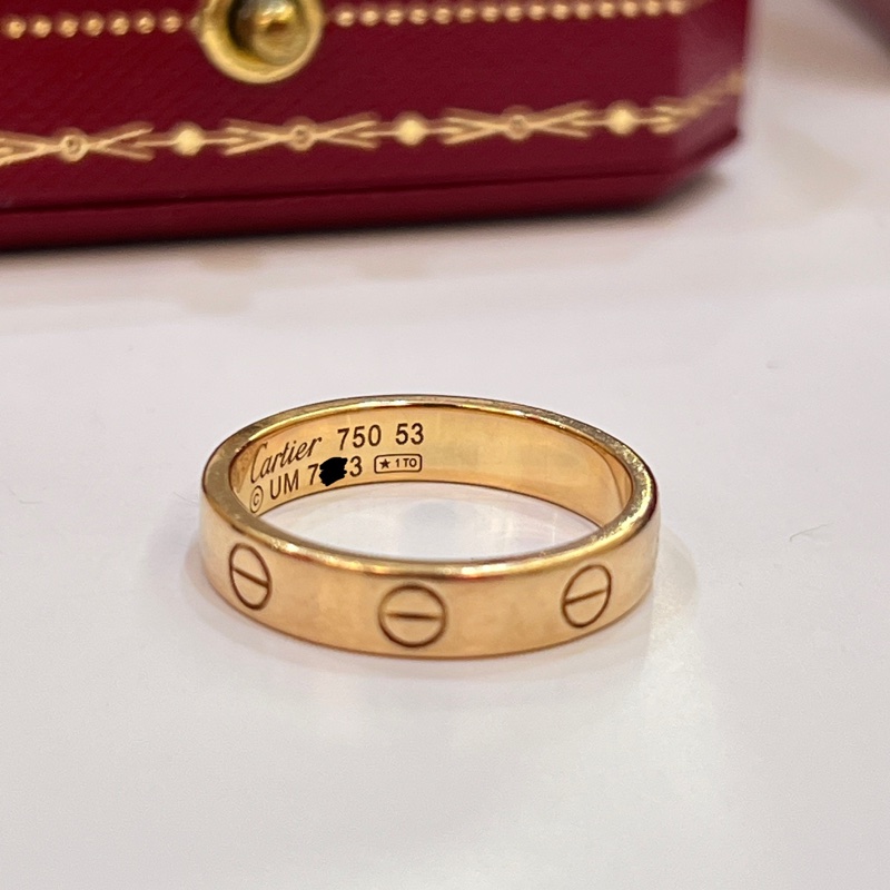 Cartier LOVE 單鑽18k玫瑰金戒指#53-7