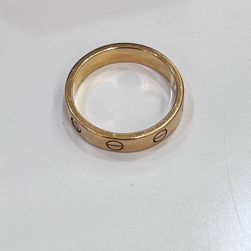 Cartier LOVE 單鑽18k玫瑰金戒指#53-8
