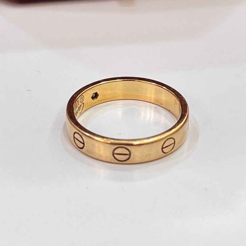 Cartier LOVE 單鑽18k玫瑰金戒指#53-5