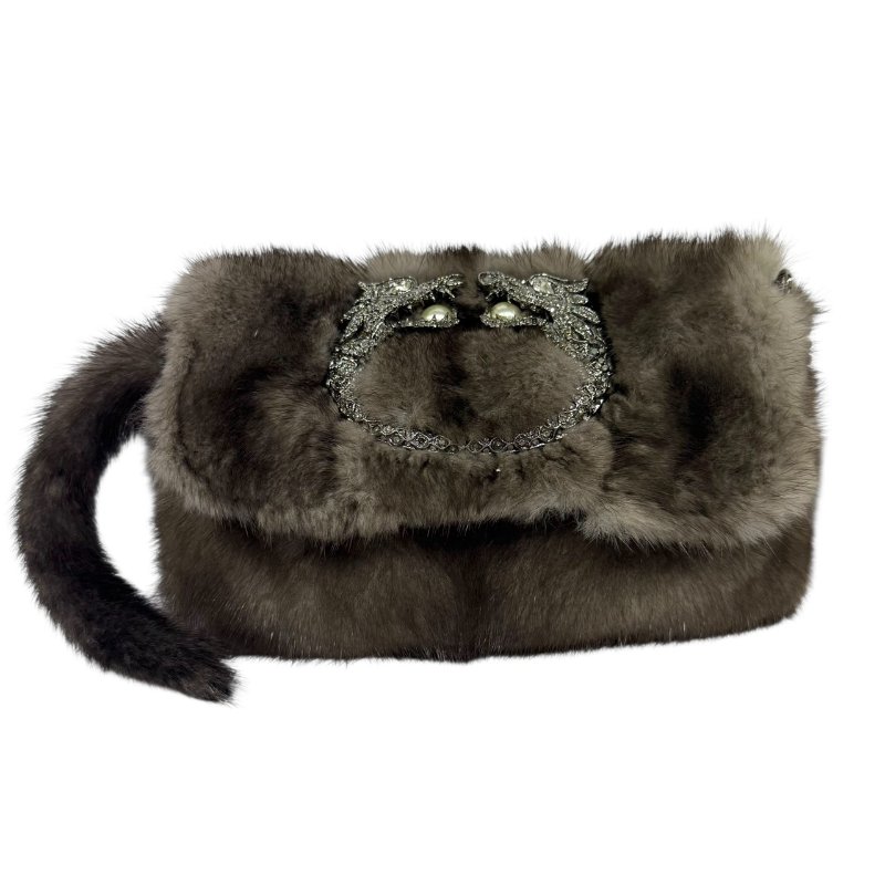 【美收精品】GUCCI 棕色絨毛肩背包 4-24-0