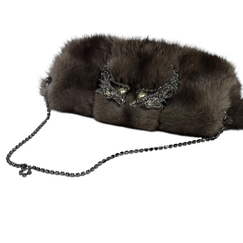 【美收精品】GUCCI 棕色絨毛肩背包 4-24-8