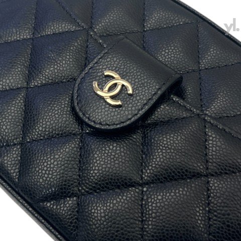 CHANEL 24S黑荔枝皮前口袋MINI相機包 AP3998-8