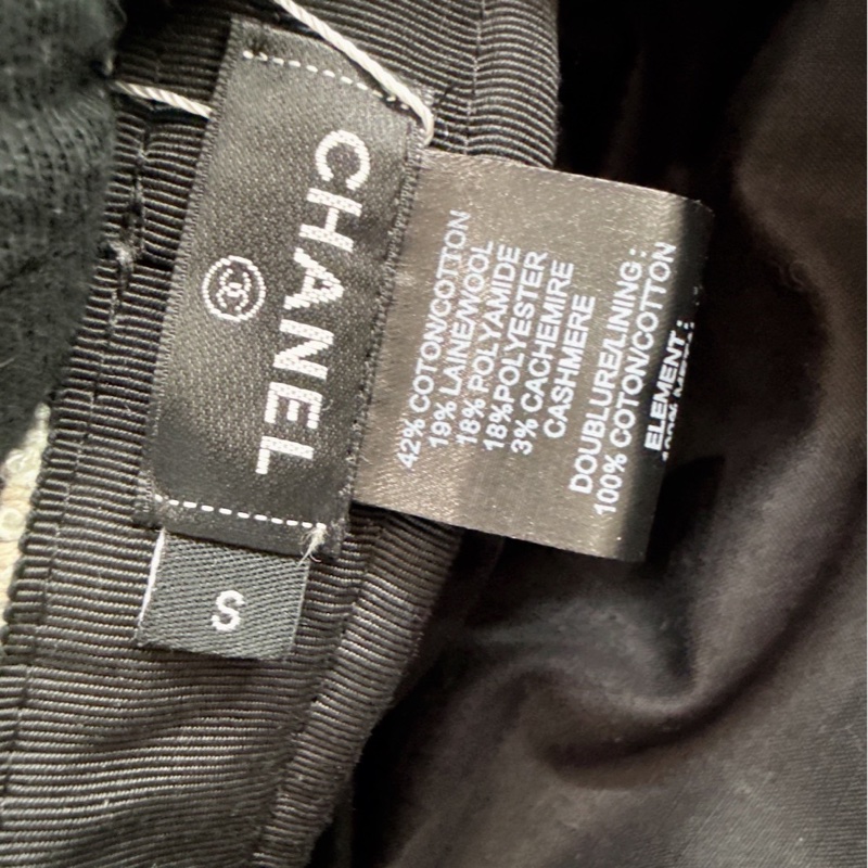 Chanel 毛呢米拼灰格紋報童帽 尺寸S🩷-11