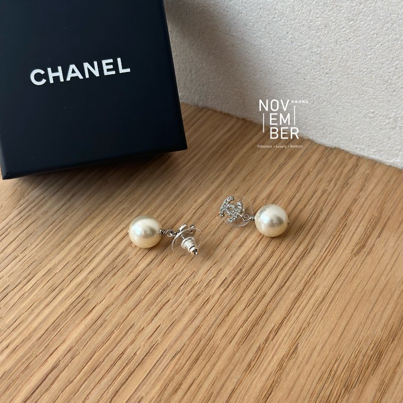 全新💖 Chanel 香奈兒 雙C珍珠耳環-2