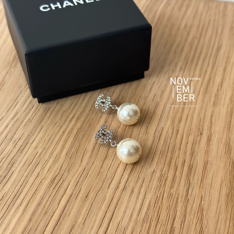 全新💖 Chanel 香奈兒 雙C珍珠耳環-3