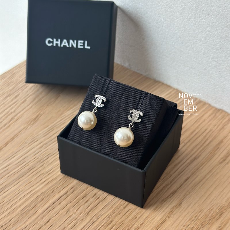 全新💖 Chanel 香奈兒 雙C珍珠耳環-4