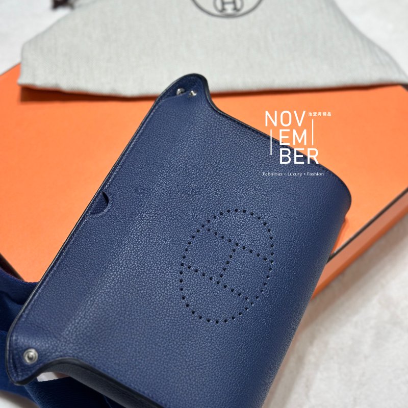 全新💖 Hermès 愛馬仕 Videpoches 深藍銀釦-7