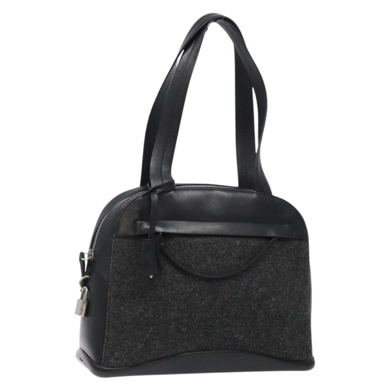 【日本直送】PRADA 手提包 皮革 黑色 銀色 正品 bs29047-0