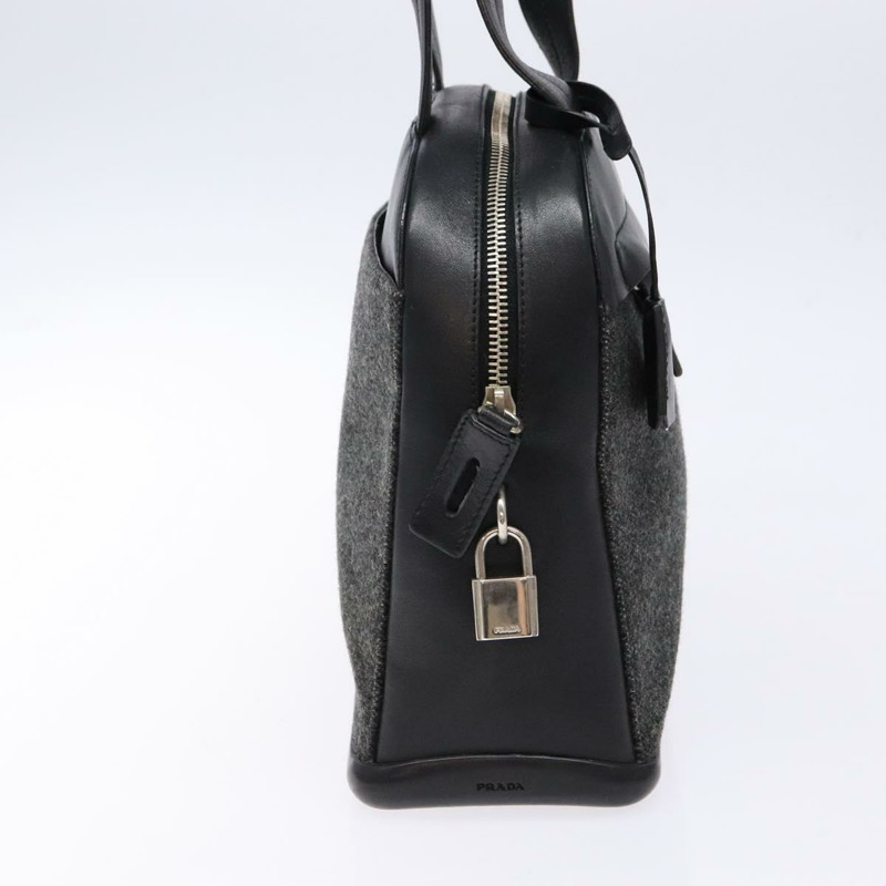 【日本直送】PRADA 手提包 皮革 黑色 銀色 正品 bs29047-2