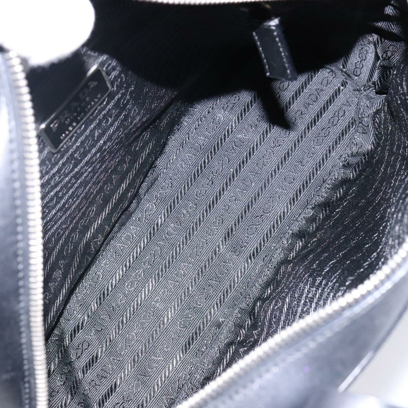 【日本直送】PRADA 手提包 皮革 黑色 銀色 正品 bs29047-9