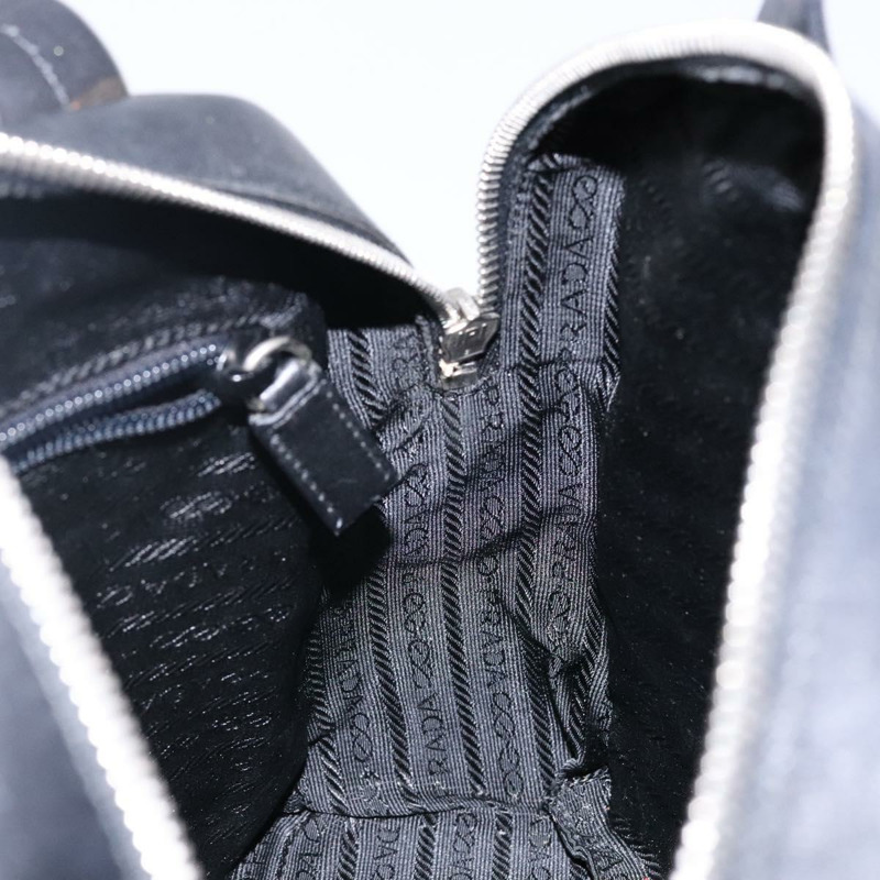 【日本直送】PRADA 手提包 皮革 黑色 銀色 正品 bs29047-19