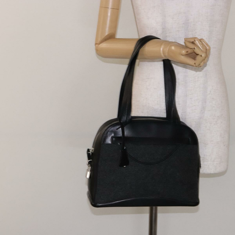 【日本直送】PRADA 手提包 皮革 黑色 銀色 正品 bs29047-23