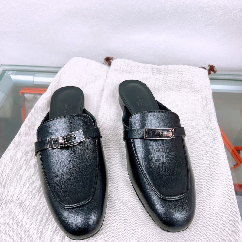 閒置 Hermes kelly mule oz 黑銀穆勒鞋 37碼-0