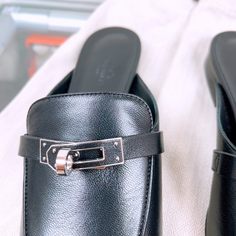 閒置 Hermes kelly mule oz 黑銀穆勒鞋 37碼-3