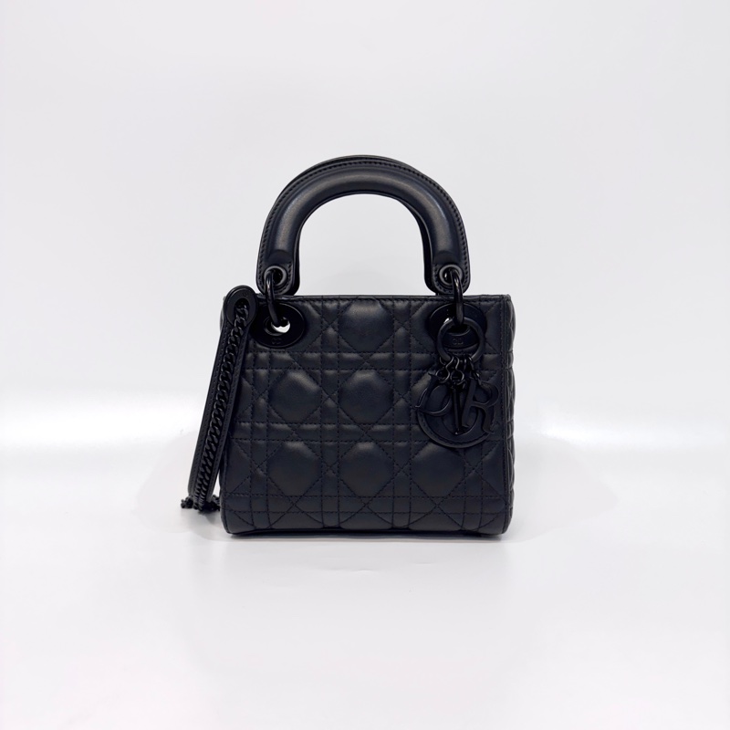 DIOR黑色啞光小牛皮LADY DIOR MINI黛妃M0505SLOI-1