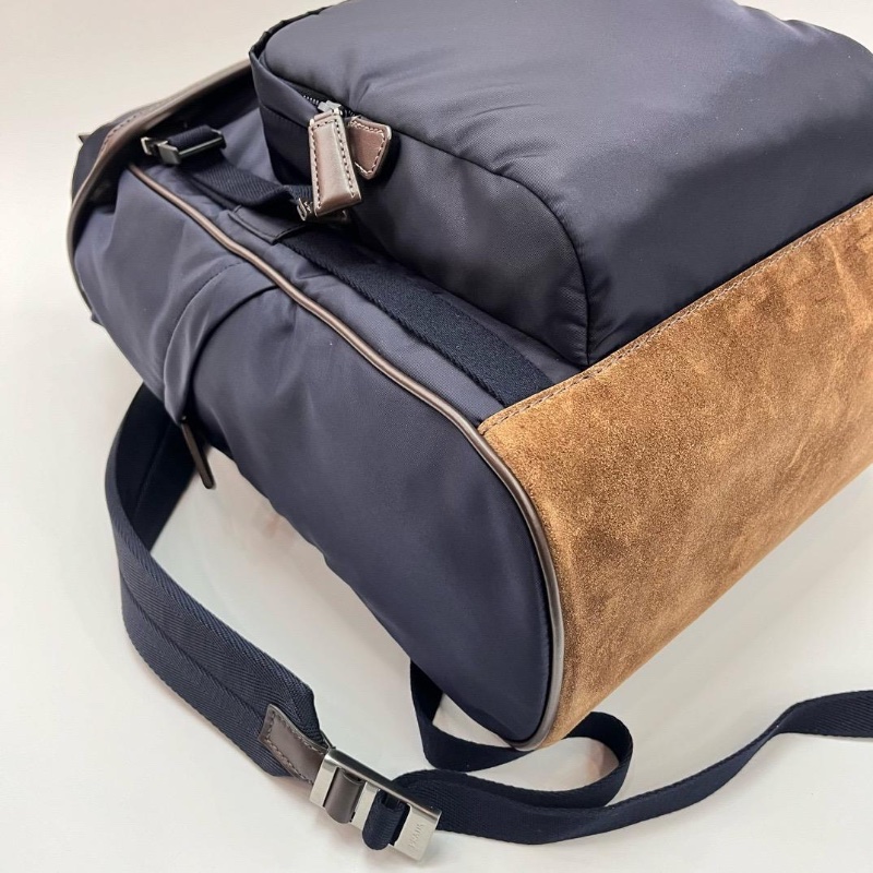 Prada blue coffee backpack-2
