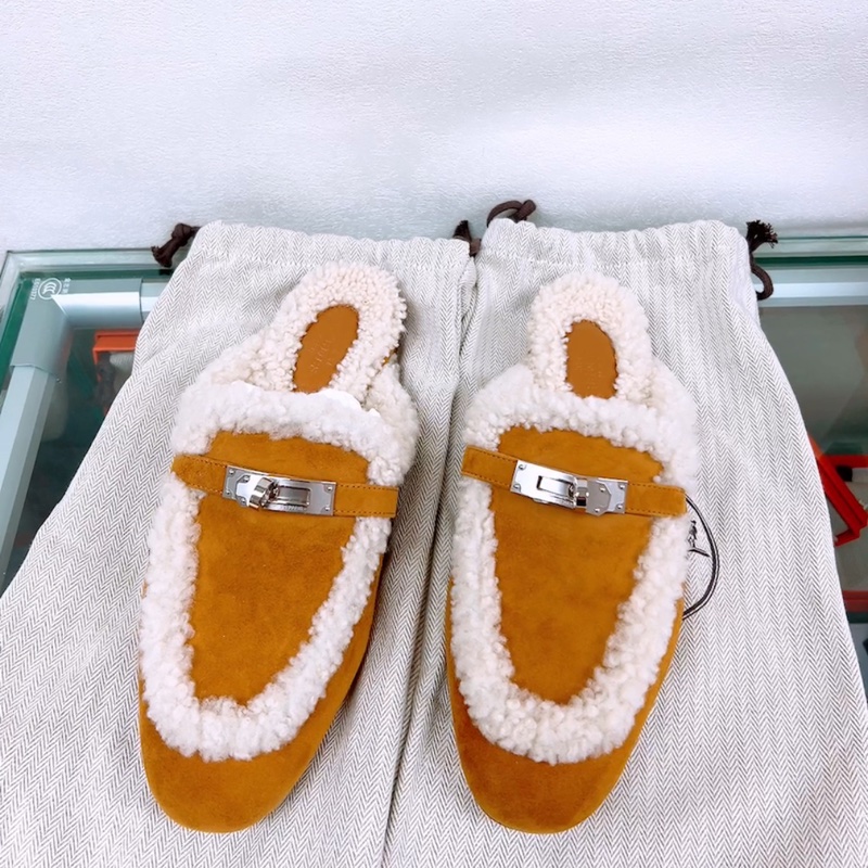 閒置 Hermes kelly mule oz 毛絨穆勒鞋 37碼-0