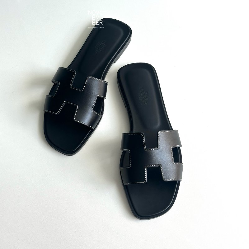 全新💖 Hermès 愛馬仕 Oran Oasis 涼鞋 黑🖤-0