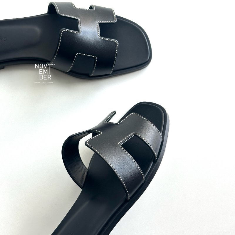 全新💖 Hermès 愛馬仕 Oran Oasis 涼鞋 黑🖤-3
