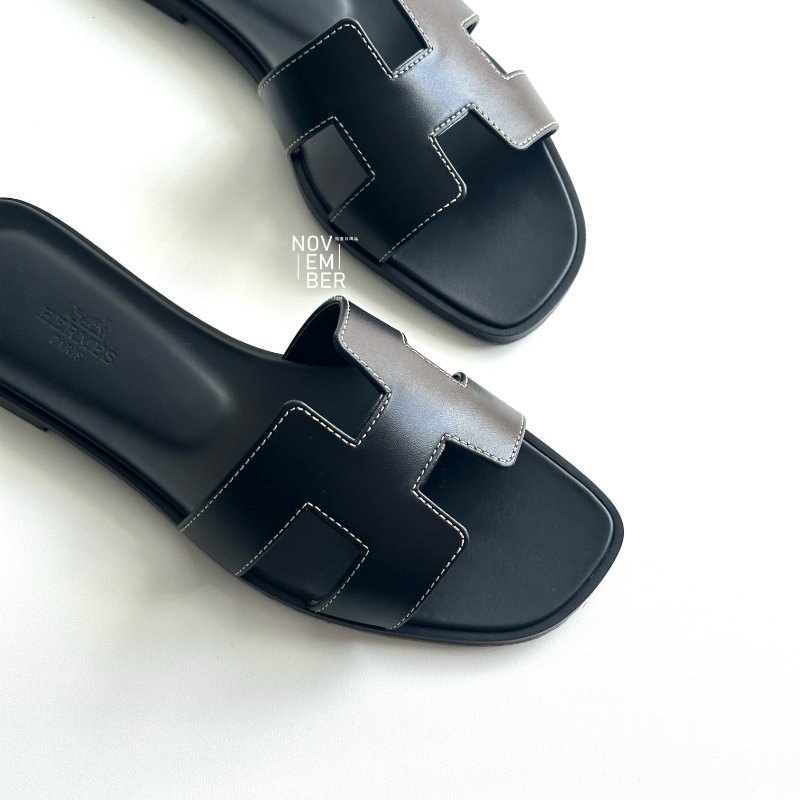全新💖 Hermès 愛馬仕 Oran Oasis 涼鞋 黑🖤-4