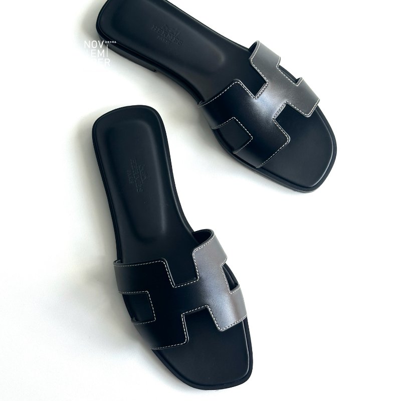 全新💖 Hermès 愛馬仕 Oran Oasis 涼鞋 黑🖤-5