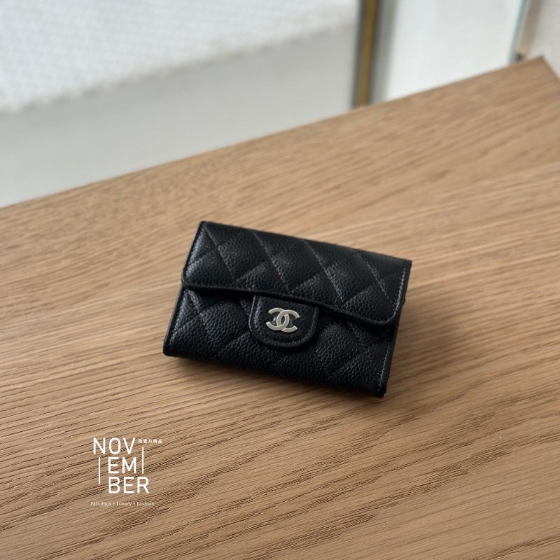 全新🫰🏻 Chanel 香奈兒 經典卡包 黑色銀釦 荔枝皮-1
