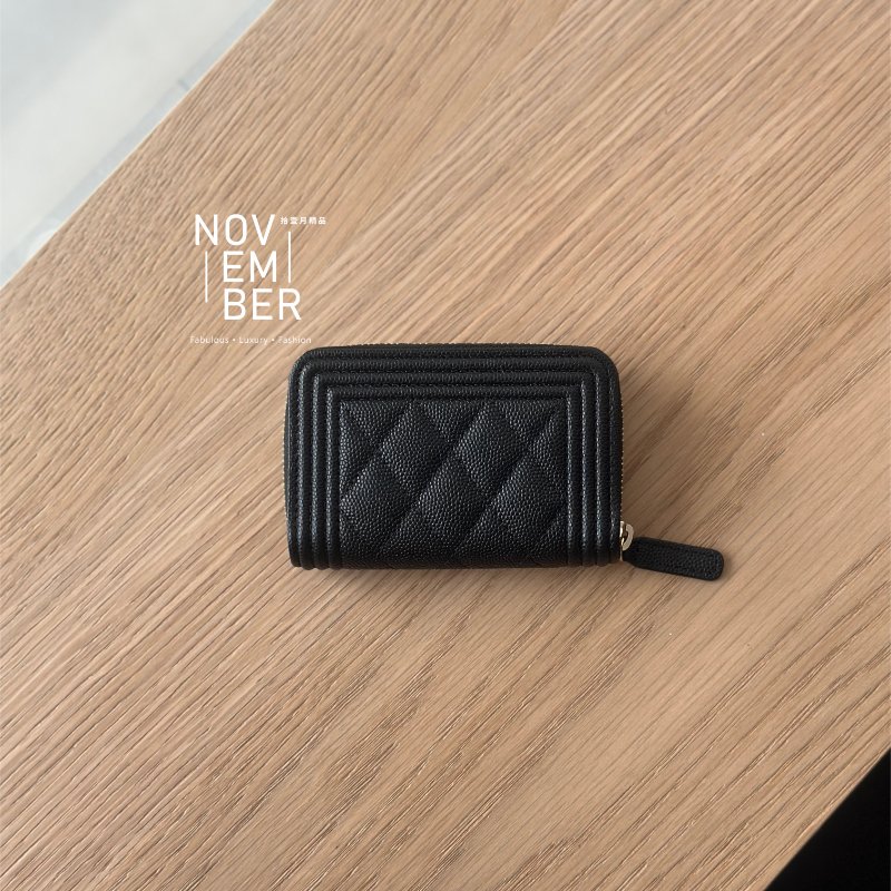 全新🖤 Chanel 香奈兒 Boy拉鍊錢包 黑色金釦-4