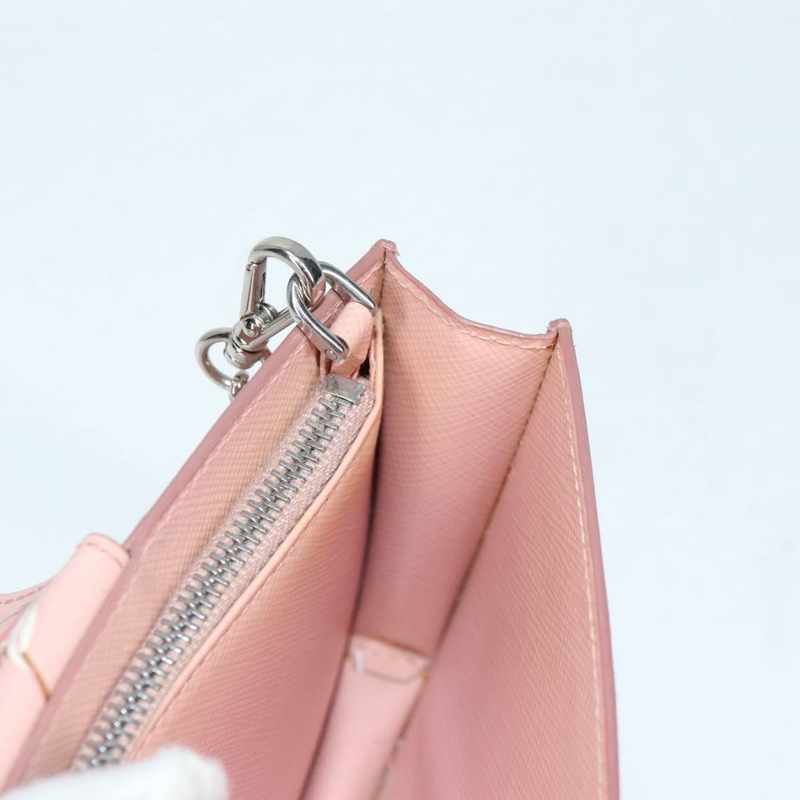 【日本直送】PRADA 鏈條手機殼 皮革 粉紅色 銀色 正品 SW1495V-21