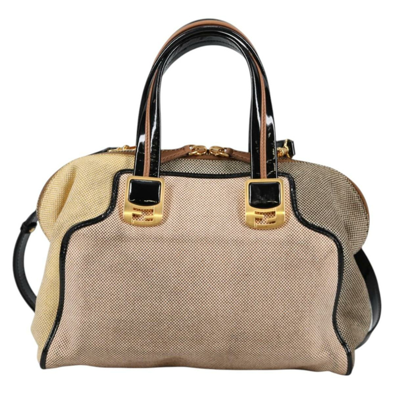 【日本直送】FENDI 駱駝色雨衣手提包帆布兩用包米色金色正品 BA5335-1