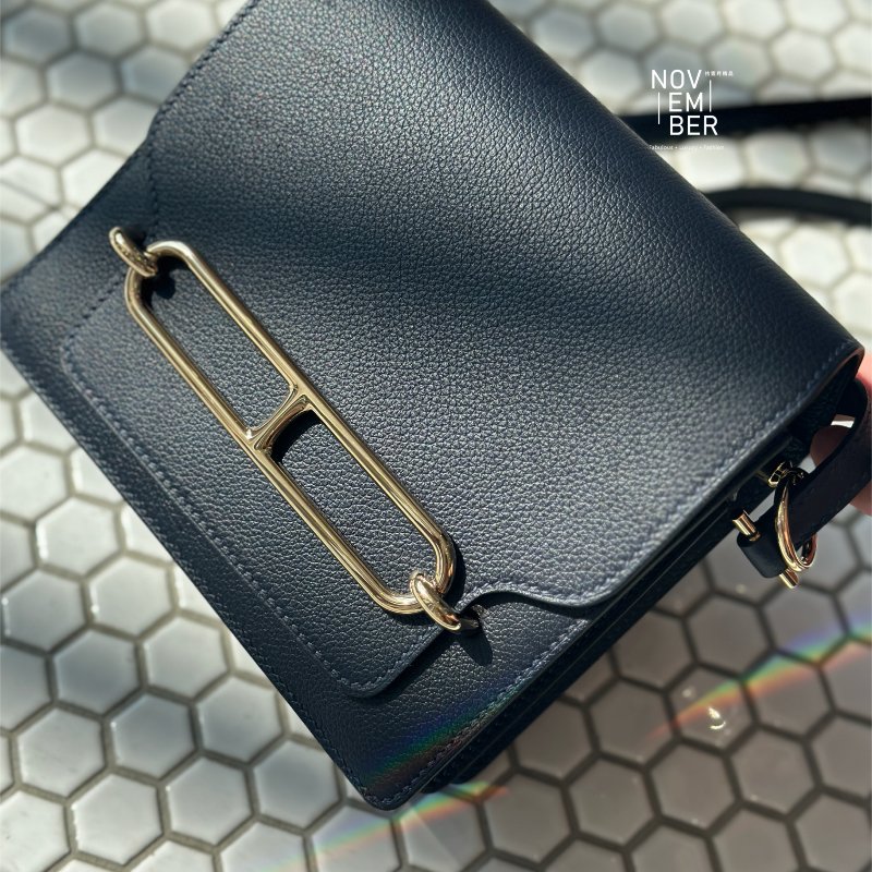 全新全配有購證🙌🏻 Hermès 愛馬仕 Mini Roulis 午夜藍金釦-2