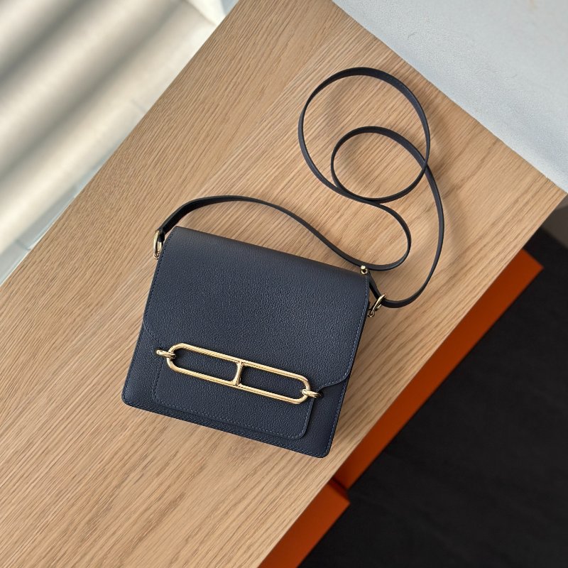 全新全配有購證🙌🏻 Hermès 愛馬仕 Mini Roulis 午夜藍金釦-4