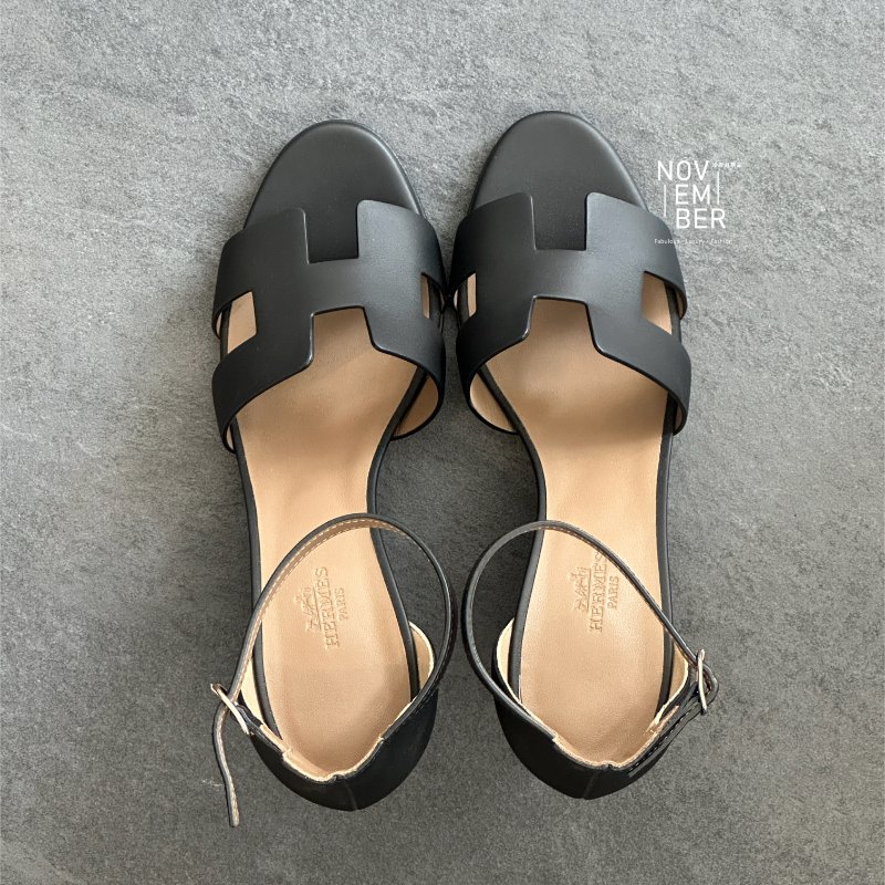 全新🖤 Hermès 愛馬仕 黑色H厚底涼鞋-1