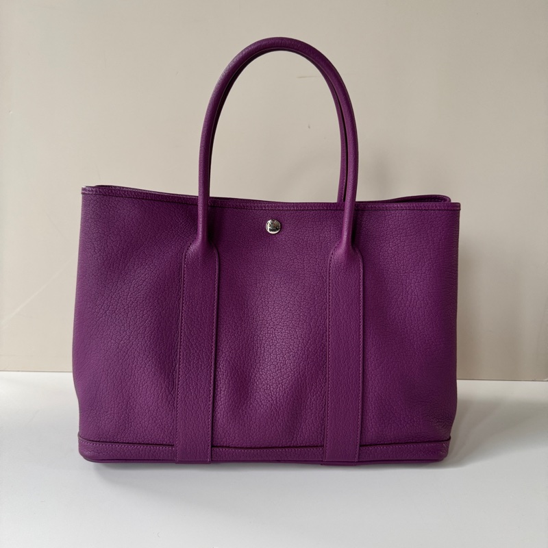 Hermes GP 36 皮革 N5 Cassis 黑醋栗紫 花園包-0