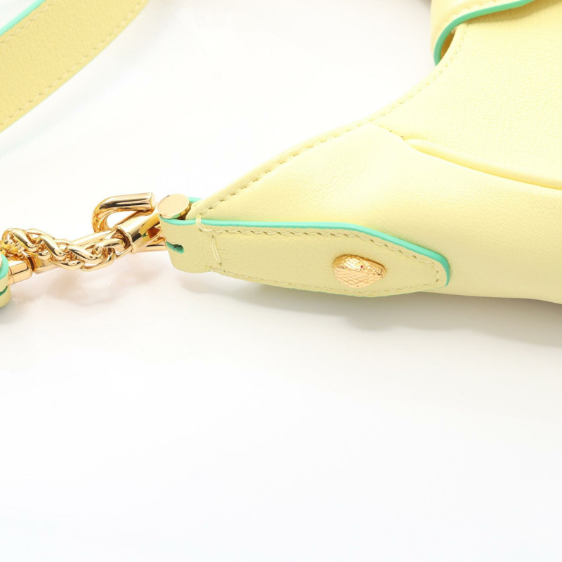 BVLGARI Serpenti Ellipse 單肩包 手提包 皮革 黃綠色 二手斜背包-6