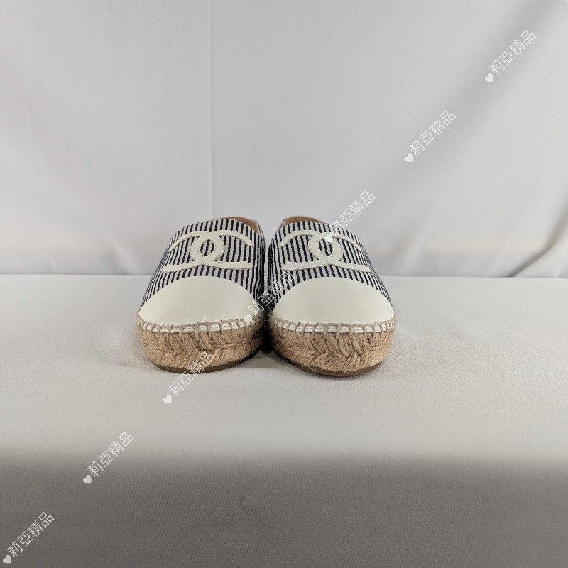 莉亞精品♡白頭條紋漁夫鞋 尺碼37 二手美鞋-3
