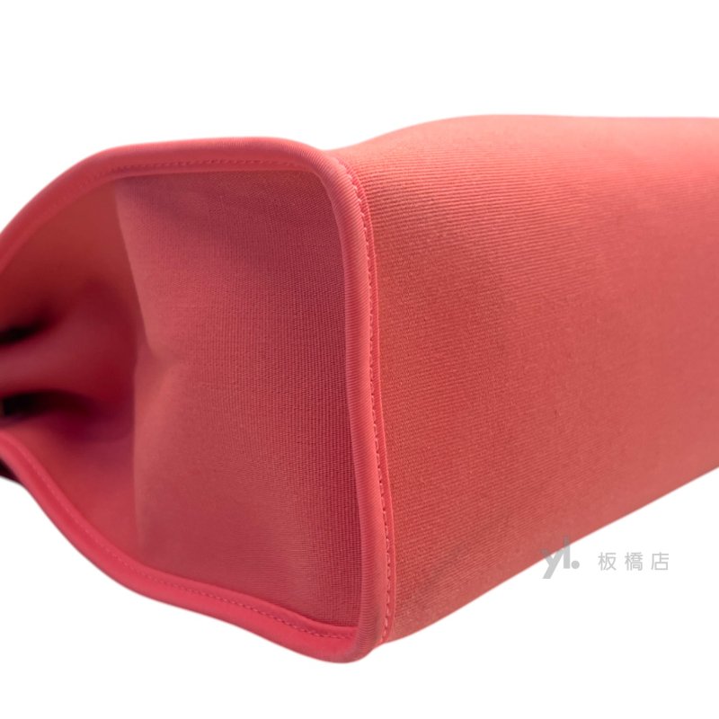 HERMES 杜鵑粉拚焦糖牛皮銀釦帆布 Herbag 31-9