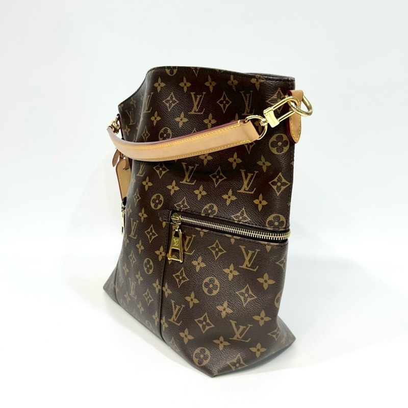 LV 原花金釦直立式雙側拉鏈袋肩背斜背包Melie M41544-3