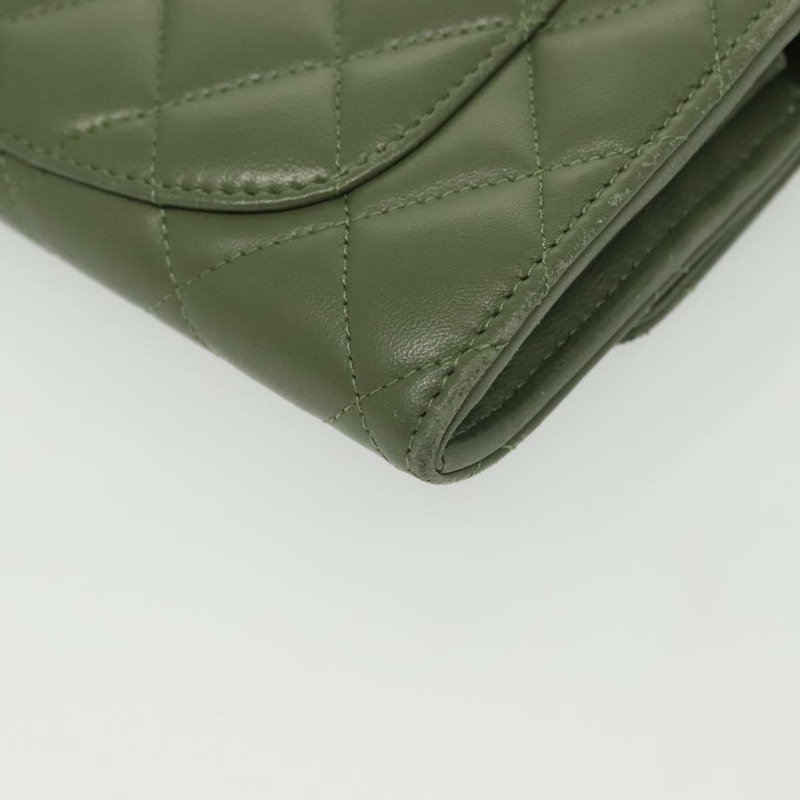 【日本直送】香奈兒長版皮夾 小羊皮 綠色 CC 正品 142370-14